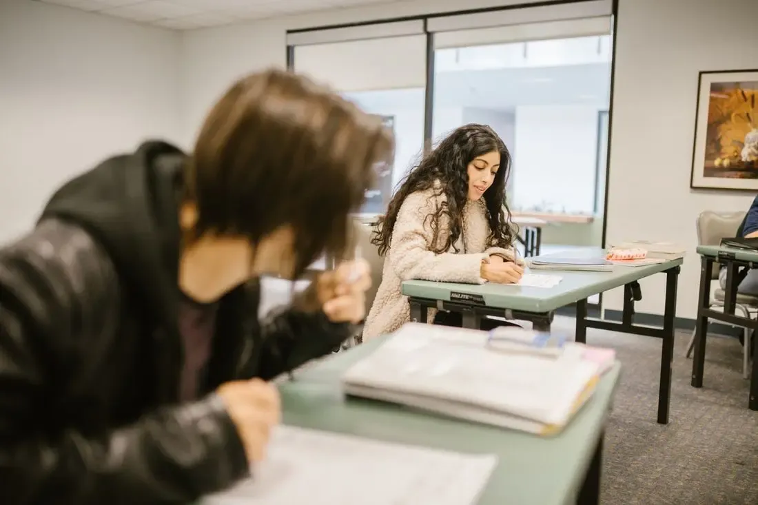 Students studying at their desks